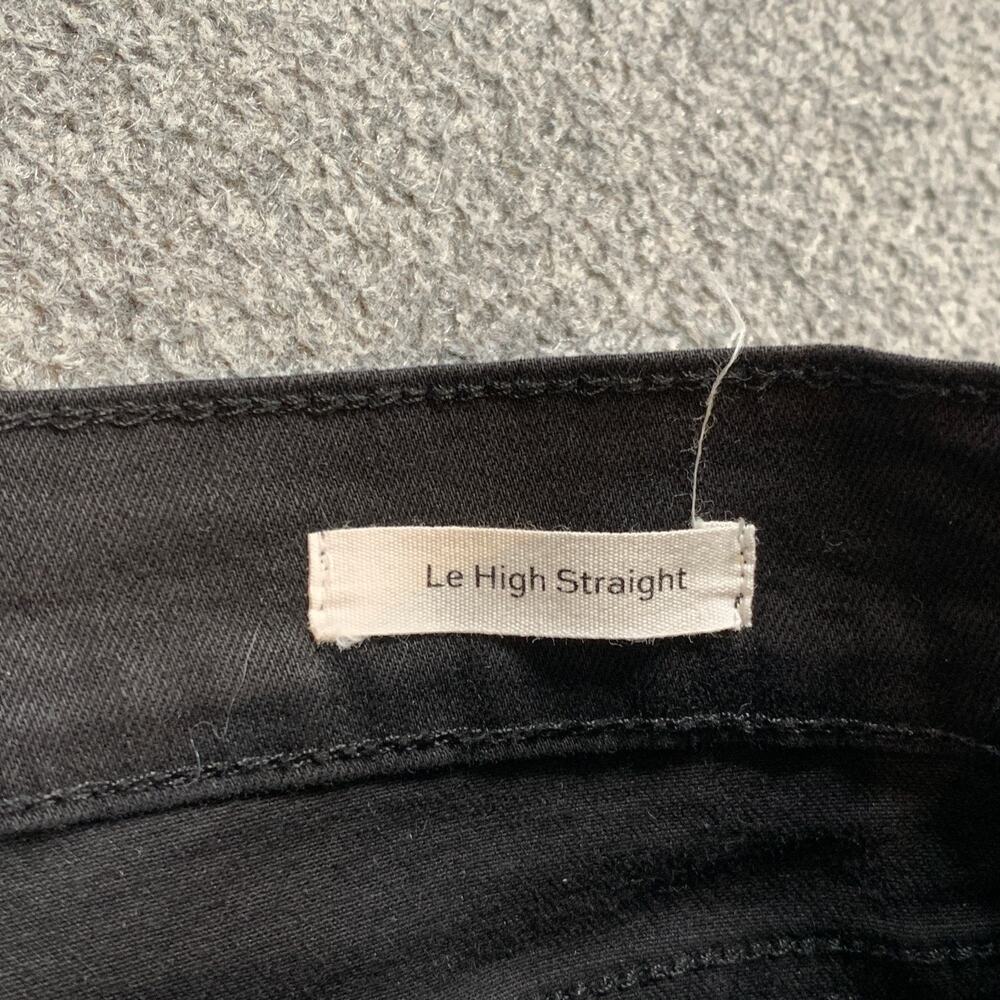 Frame Jeans Womens 27 Black Denim Le High Rise Straight Leg Zip Fly Stretch - Picture 6 of 10